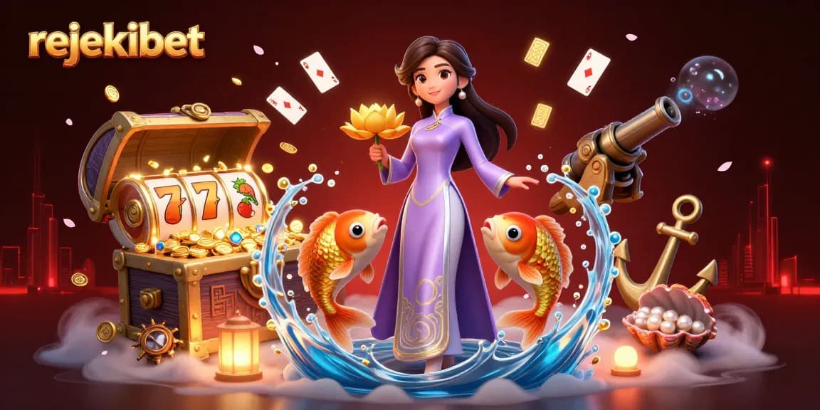 Win big with rejekibet in a vibrant 3D casino scene featuring luxurious elements.