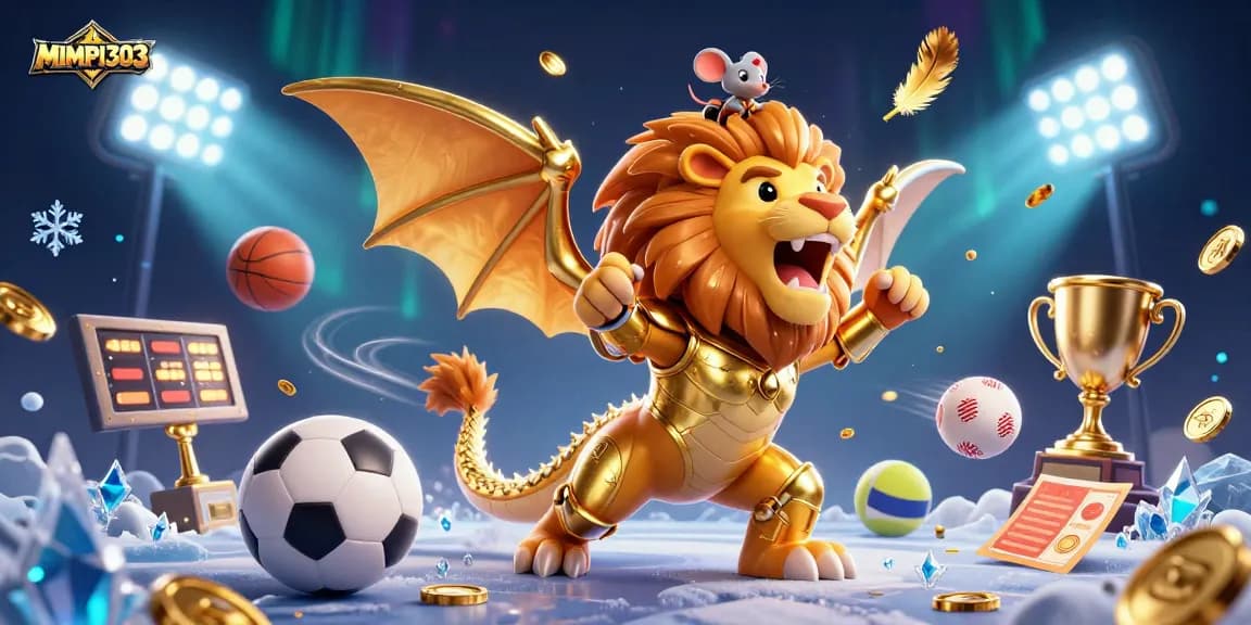 MIMPI303 captivates with a triumphant chimera and mouse jockey amidst dynamic sports betting elements.
