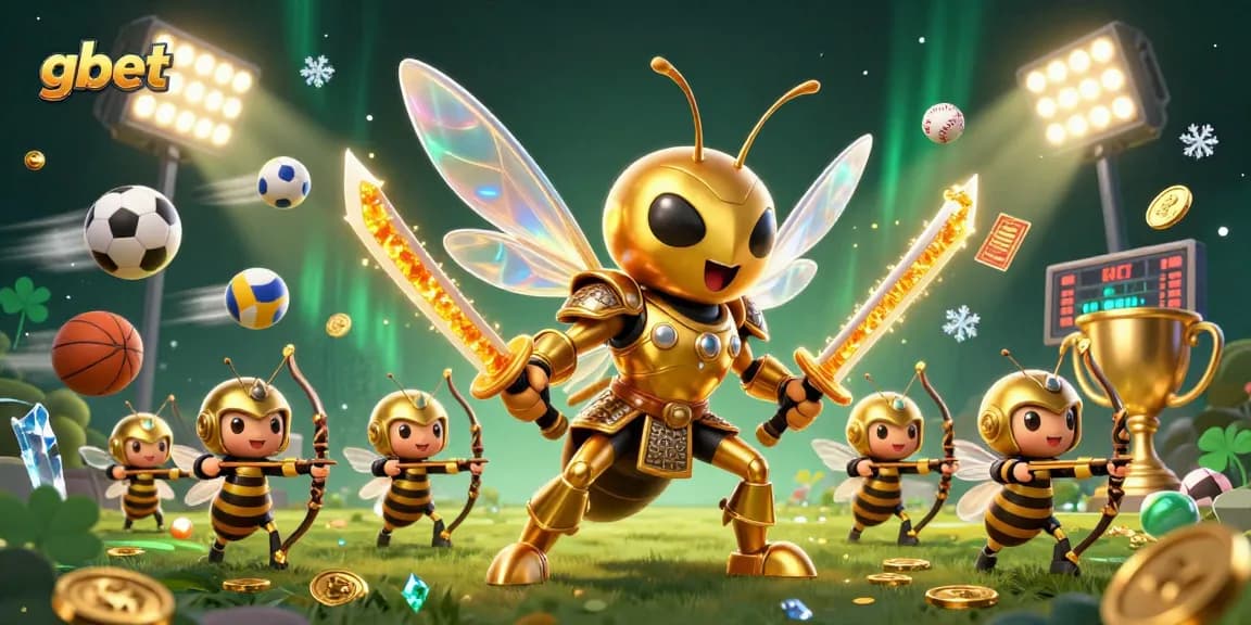 Engaging gameplay with gbet featuring a giant golden hornet and sports betting elements.