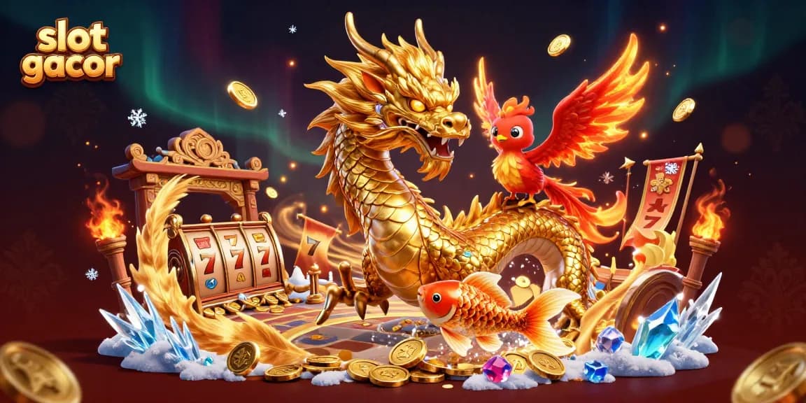 Win big on slot gacor with exciting 3D dragons and vibrant casino elements.