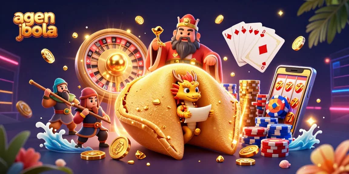 Engage with agen judi bola through vibrant casino elements and dynamic visuals in this 3D illustration.