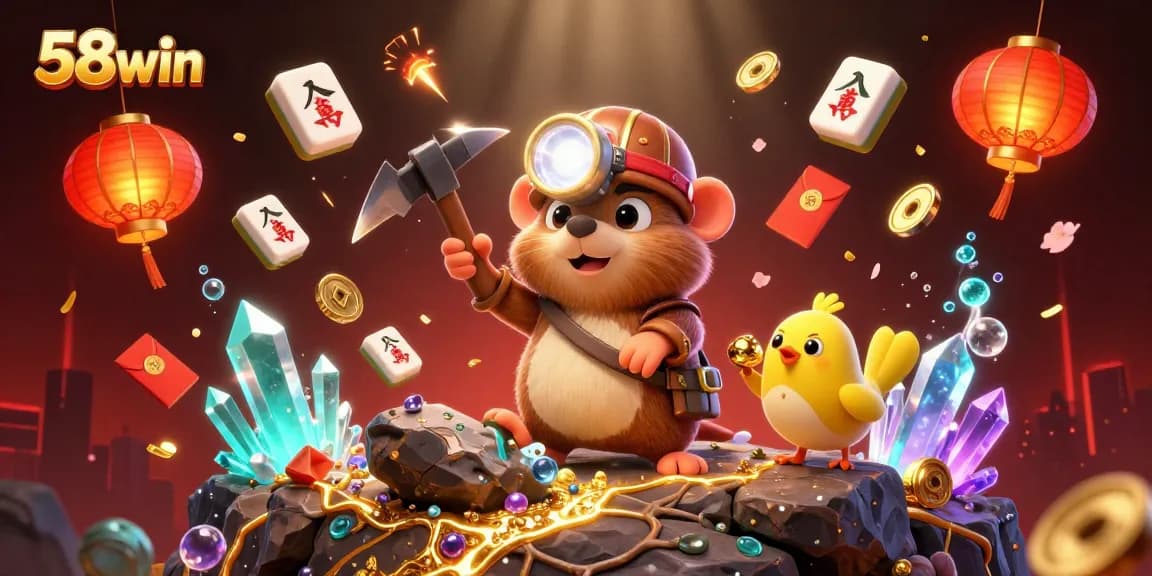 Engage in thrilling gaming adventures with 58win as cartoon characters explore a treasure-filled cave.