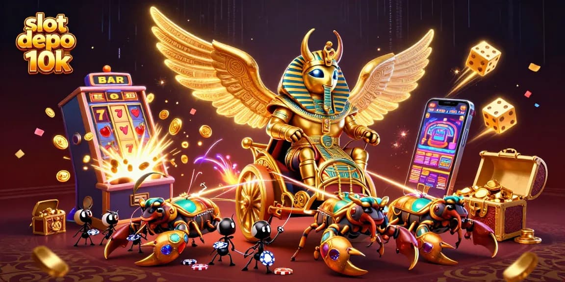Menangkan jackpot dengan slot depo 10k yang memamerkan simbol keberuntungan dan aksi kasino yang menakjubkan.