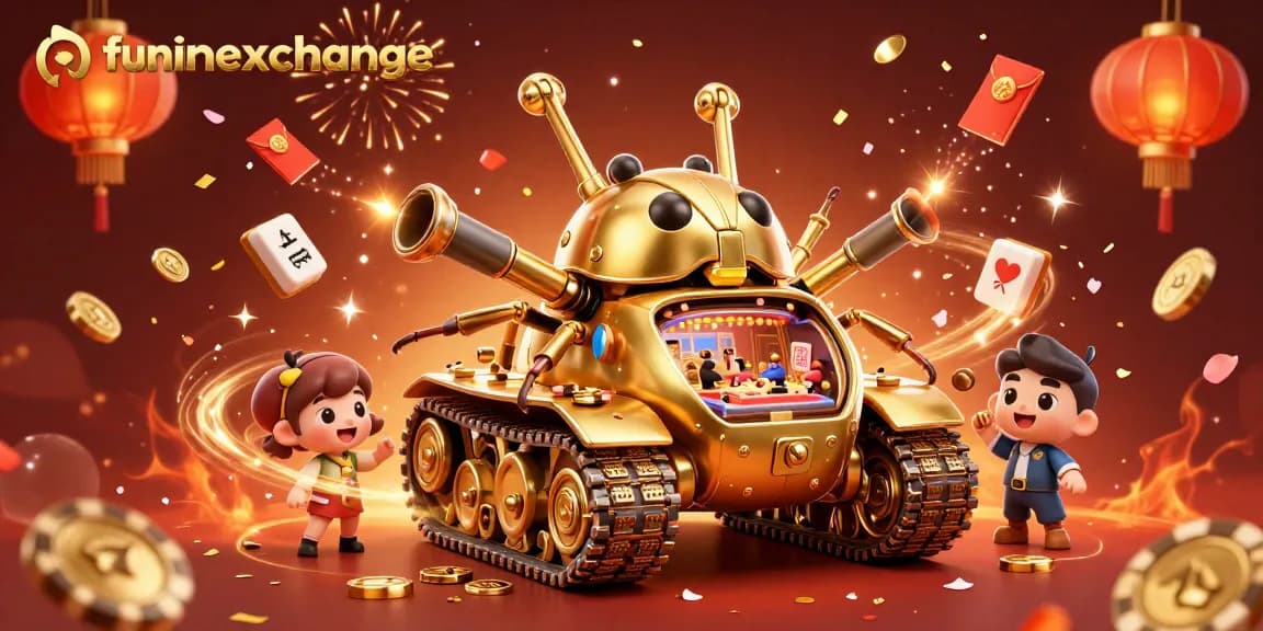 Engage with funinexchange through a vibrant casino experience inside a giant golden beetle tank.