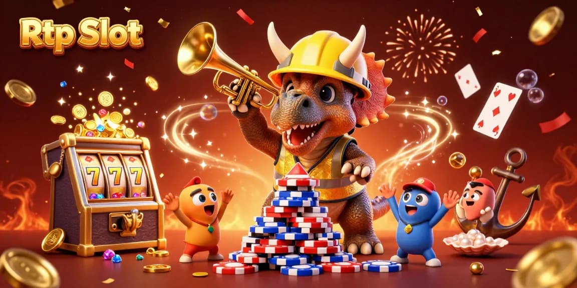 Engage in thrilling Rtp Slot adventures with vibrant casino elements in a 3D celebration.