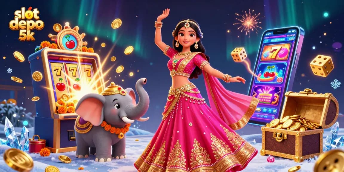 Experience thrilling gameplay with slot depo 5k amidst vibrant casino elements and winning symbols.