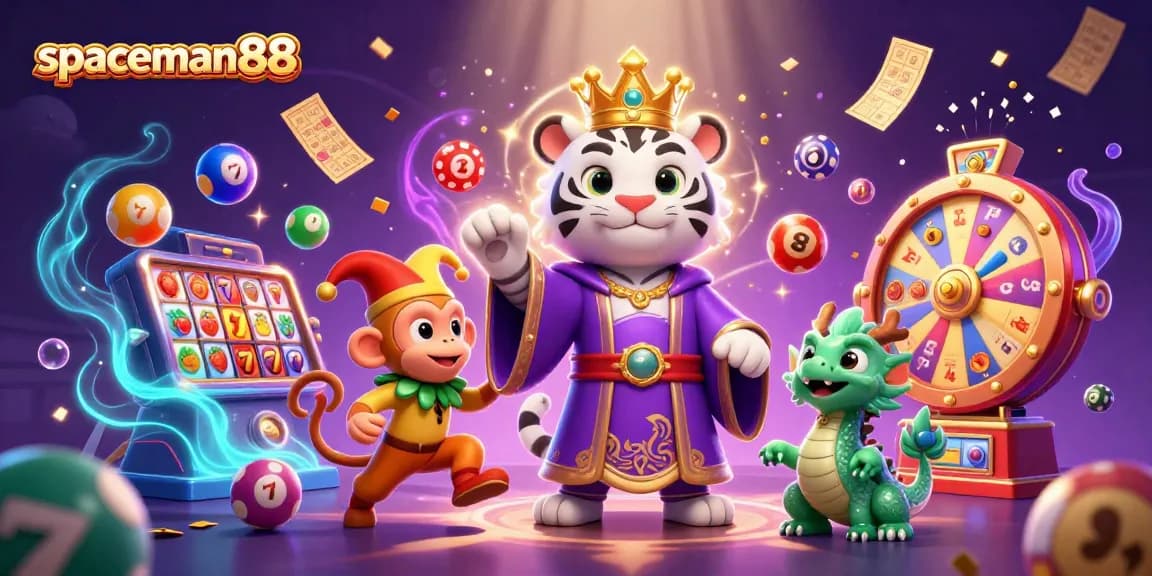 Engage with spaceman88 slots while watching a charming scene full of casino elements.