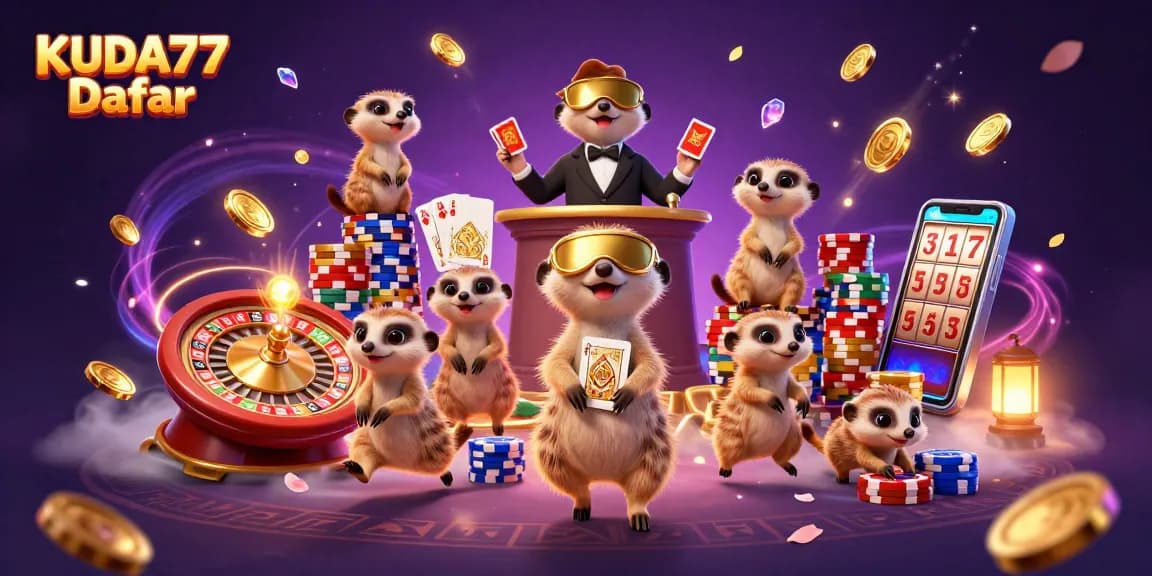 Merangkai strategi bermain di KUDA77 Daftar dengan koloni meerkat di kasino yang meriah.