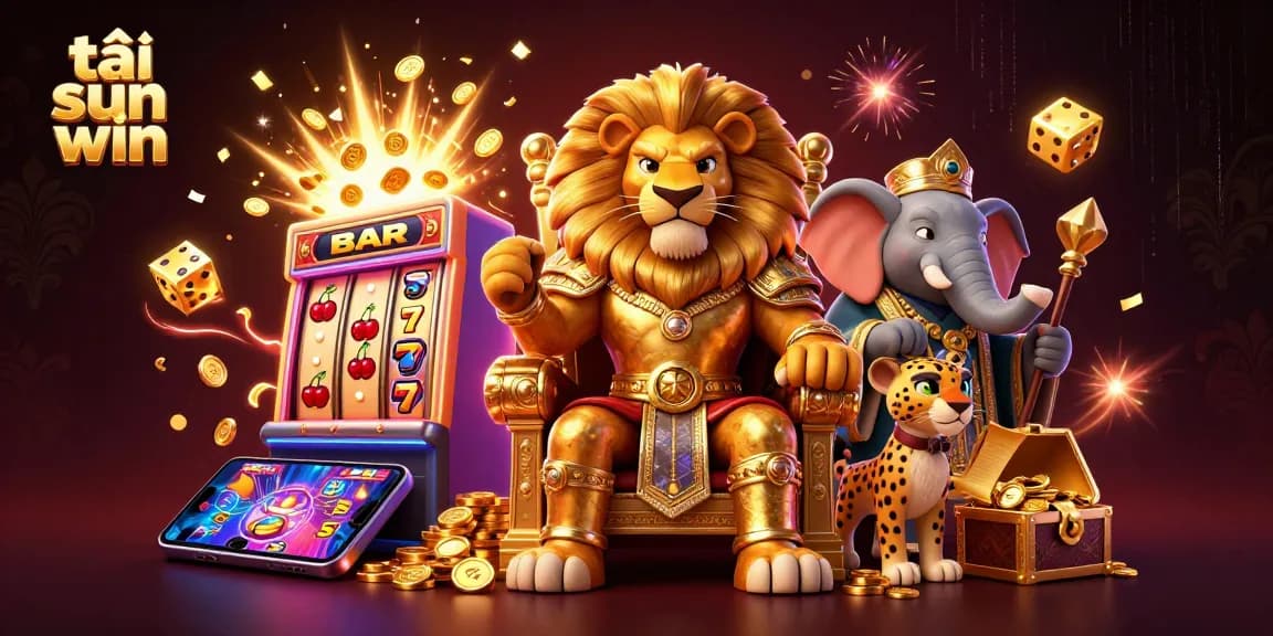 Spin the reels and win big with tải sun win in an action-packed 3D casino scene featuring vibrant characters.