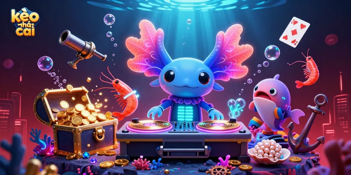 Engage in thrilling kèo nhà cái action with dynamic characters and vibrant underwater casino scene.