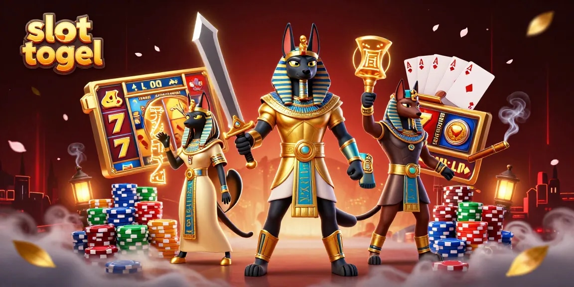 Experience thrilling slot togel adventures amidst vibrant casino elements and characters.