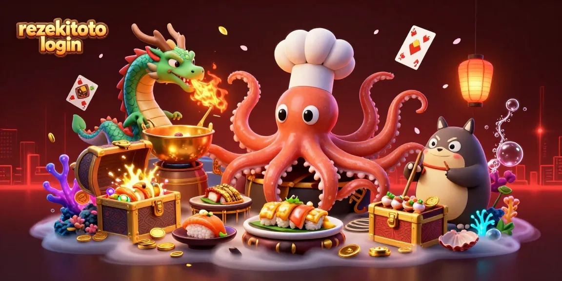 Engage in exciting gameplay with rezekitoto login, featuring vibrant 3D visuals of characters in an underwater casino scene.
