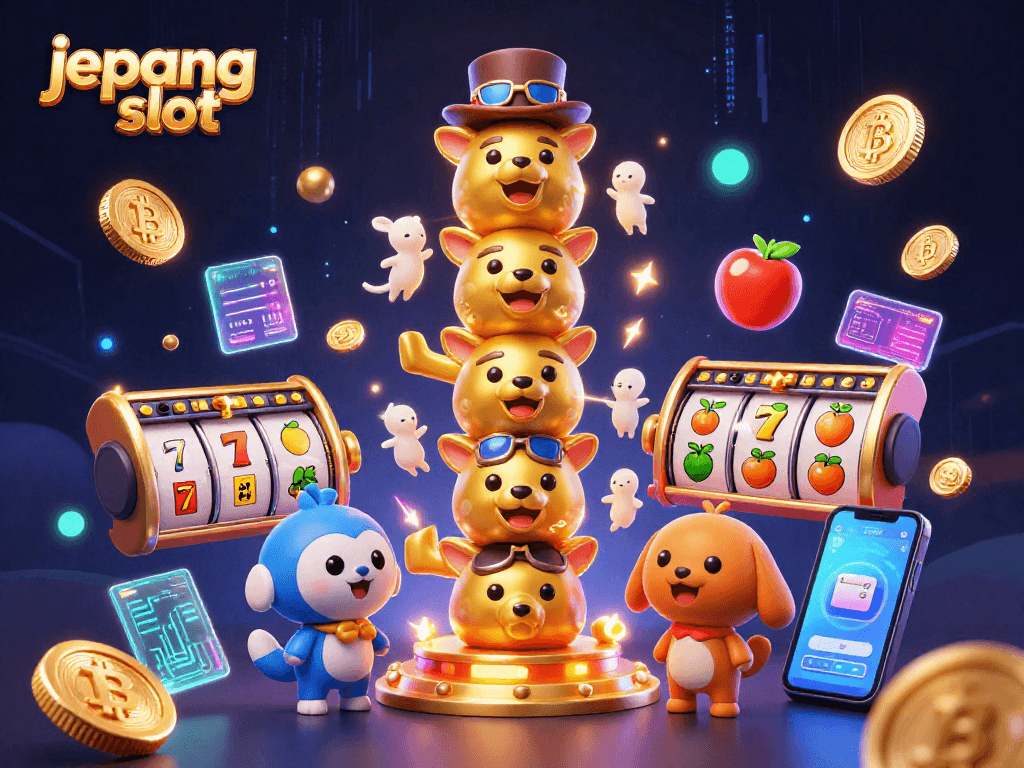 Experience the thrill of jepang slot with vibrant game elements and 3D characters showcasing casino excitement.