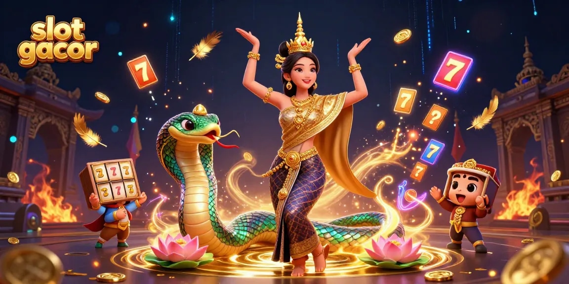 Experience slot gacor with a vibrant scene of Asian-themed casino elements and traditional charm.