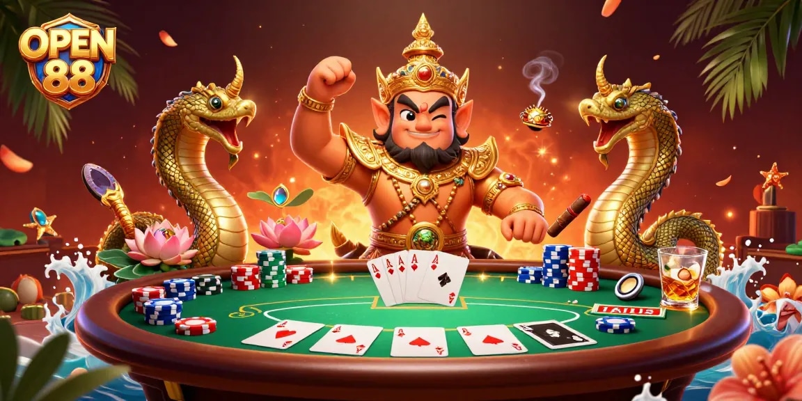 Engage in thrilling gameplay with OPEN 88, featuring vibrant poker action and dynamic game elements.