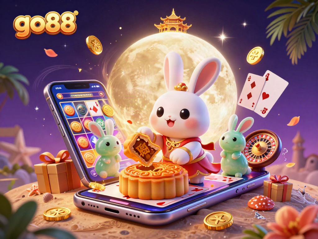 Engage with go88, a rich digital casino scene depicting a winning atmosphere with poker chips and colorful game elements.