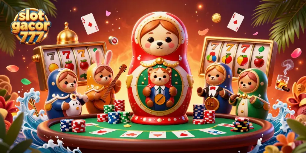 Experience thrilling gameplay with slot gacor 777 in a vibrant casino scene with cartoon elements.