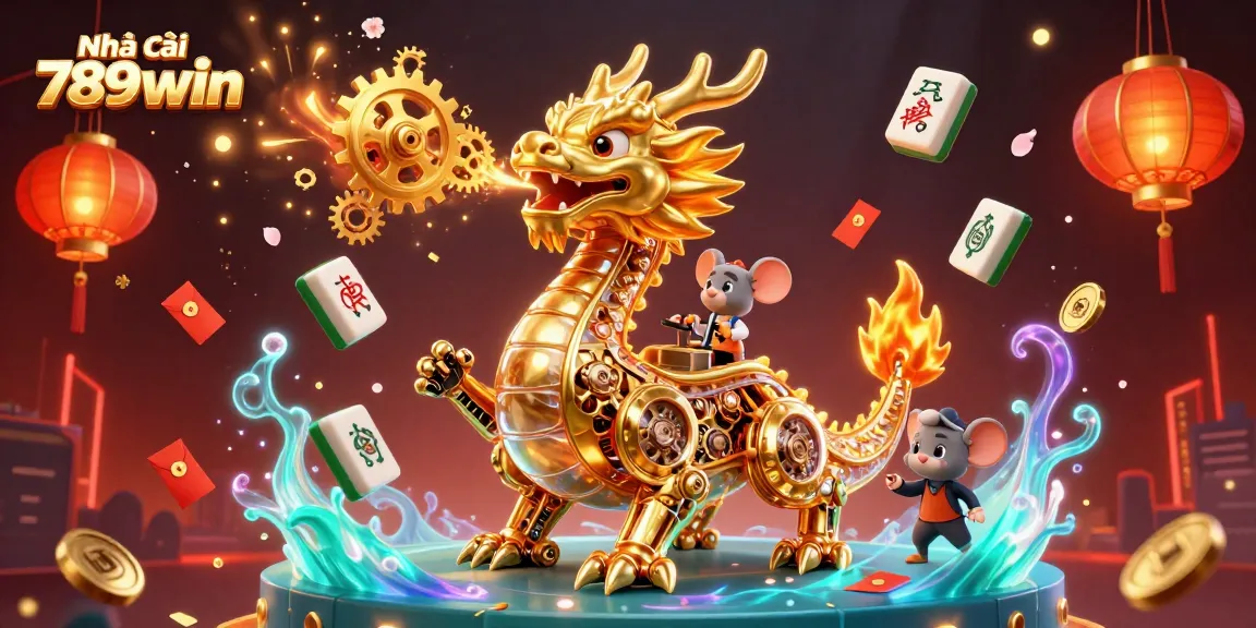 Engage with Nhà cái 789win through an extravagant 3D casino-themed illustration showcasing vibrant game elements.