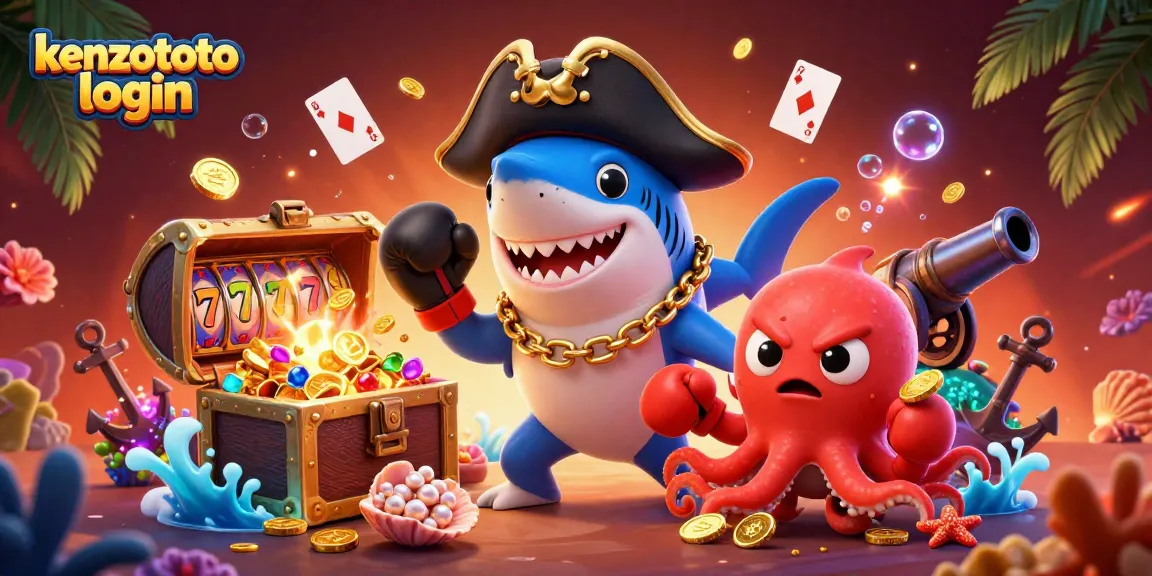 Engage with thrilling kenzototo login adventures in this vibrant 3D casino scene packed with playful characters and rich gambling elements.