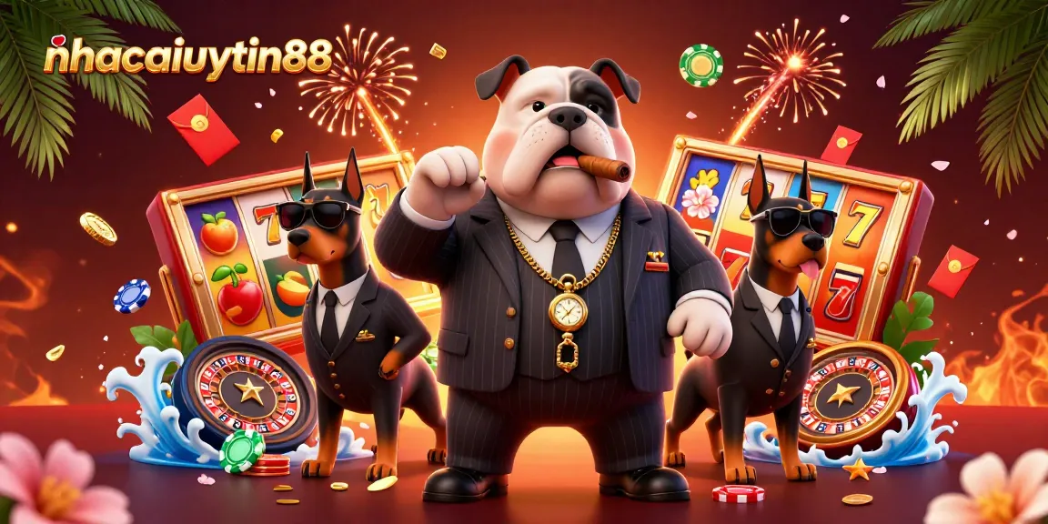 Experience the thrill of gaming at nhacaiuytin88 with vibrant casino elements and characters.
