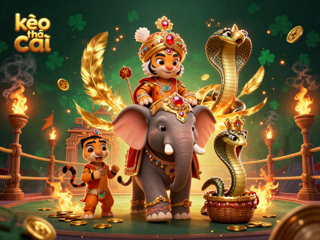Engage with kèo nhà cái in this dynamic betting arena featuring a tiger, elephant, and cobra.