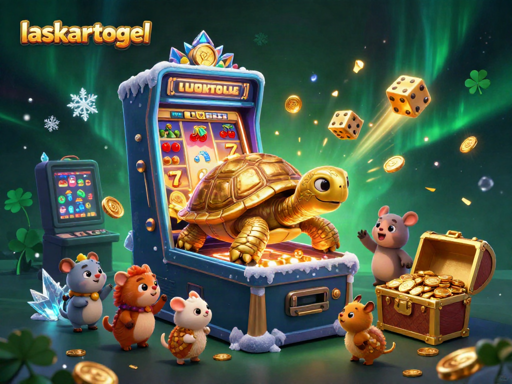 Experience the thrill of laskartogel in a vibrant 3D illustration showcasing exciting casino elements.