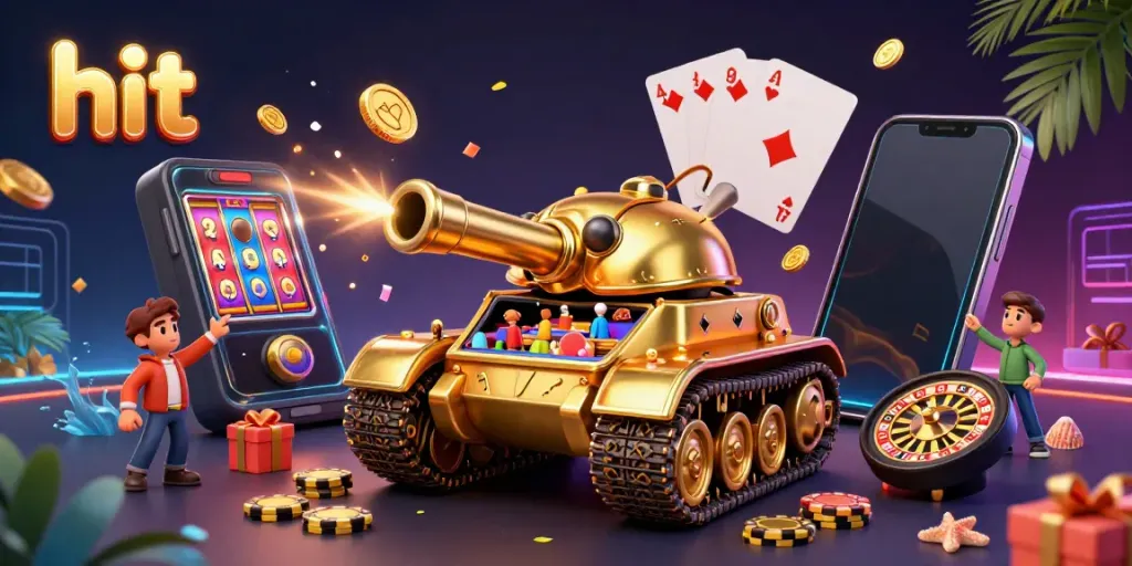 Engage with exciting hit gameplay at a miniature casino inside a golden beetle tank, showcasing vibrant slot elements.