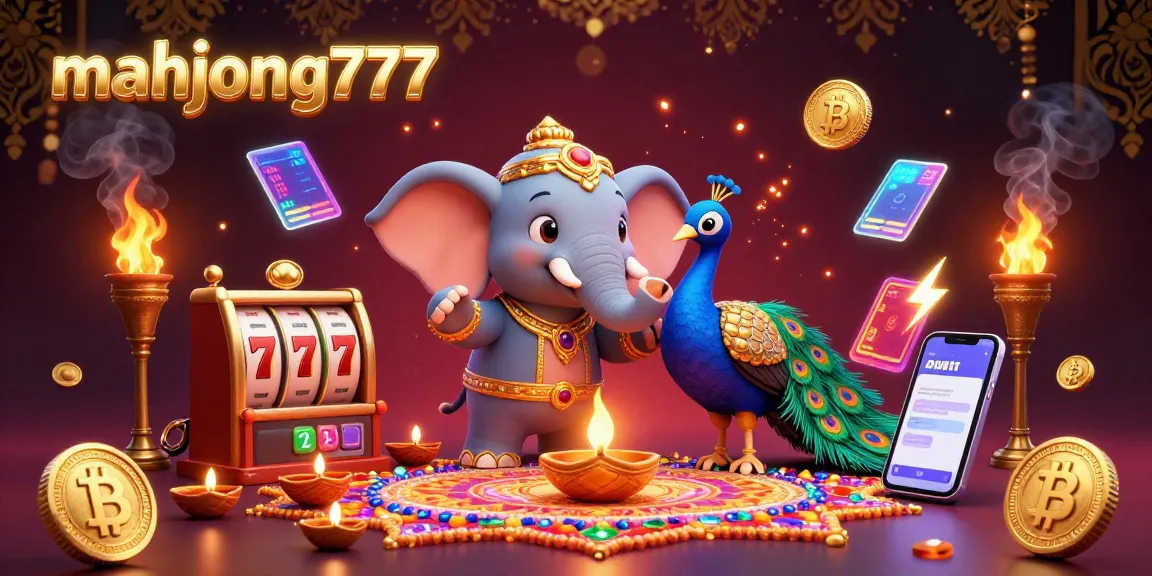 Experience winning moments with mahjong777 through a colorful, engaging 3D illustration filled with casino elements.