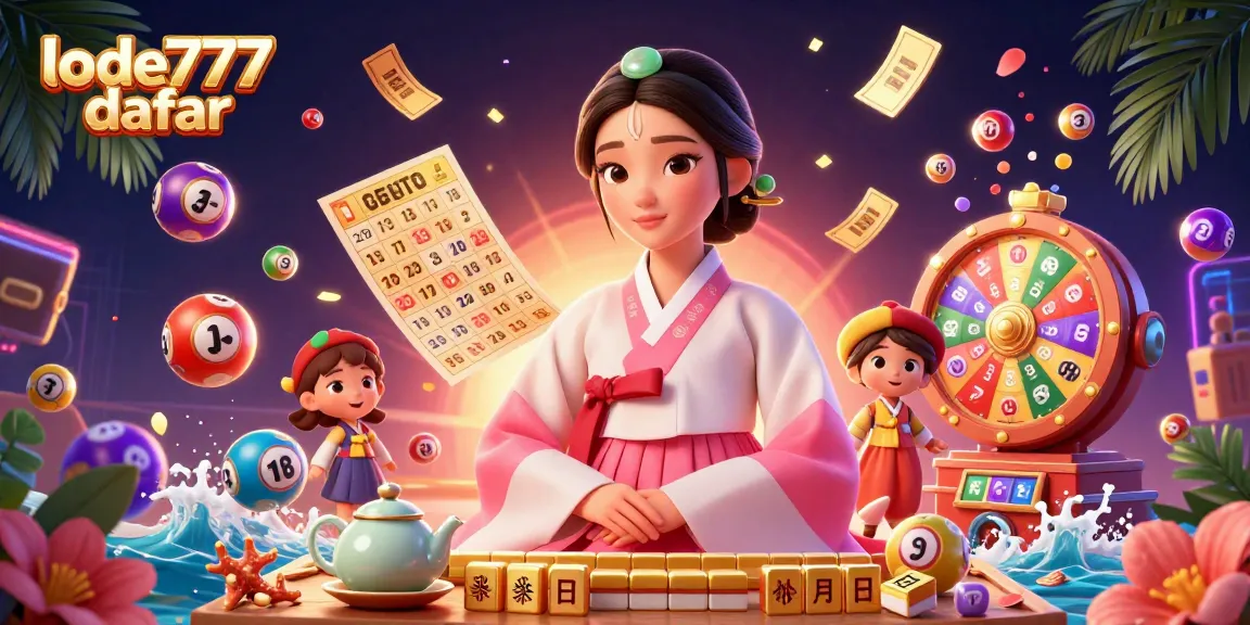 Play exciting games at lode777 daftar, with colorful lottery balls and engaging elements in this vibrant illustration.