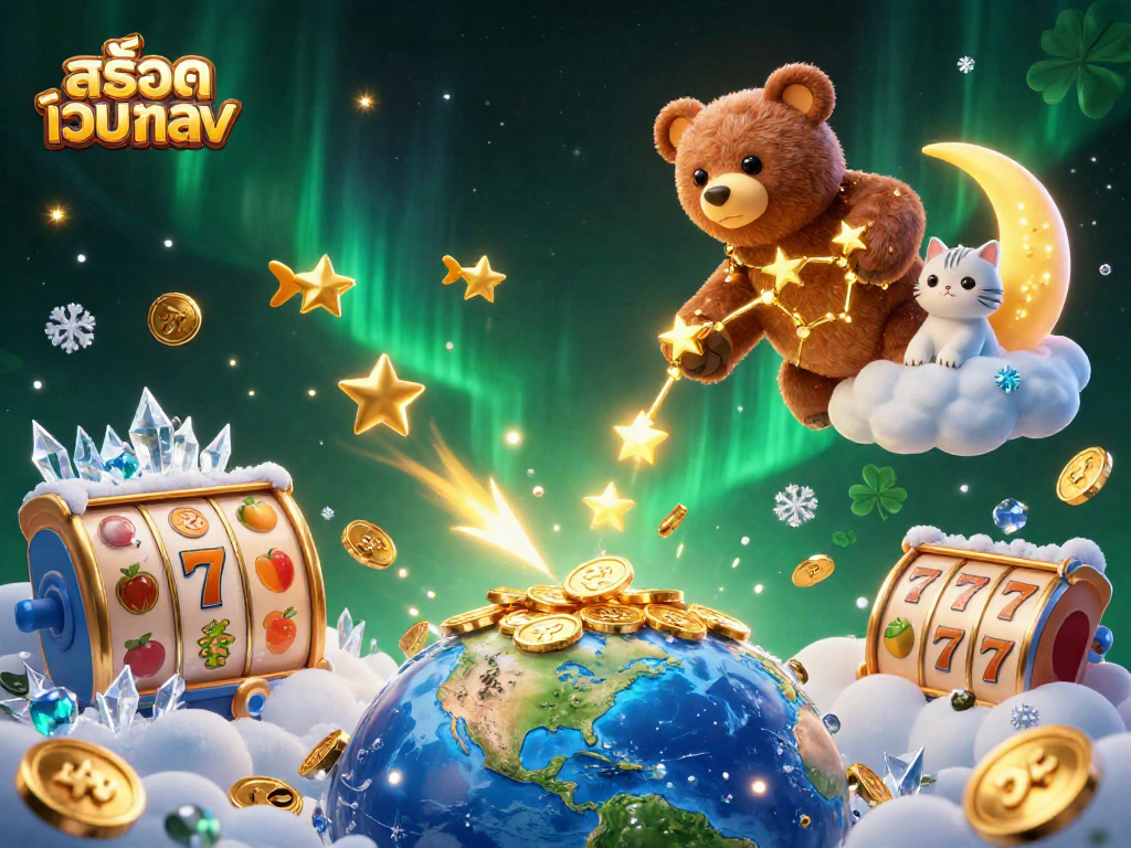 Play thrilling สล็อตเว็บตรง with dynamic slots and vibrant characters in an immersive 3D scene.