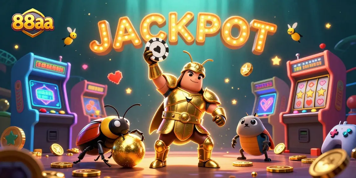 88aa players celebrate their wins with a vibrant jackpot illustration full of engaging casino elements.