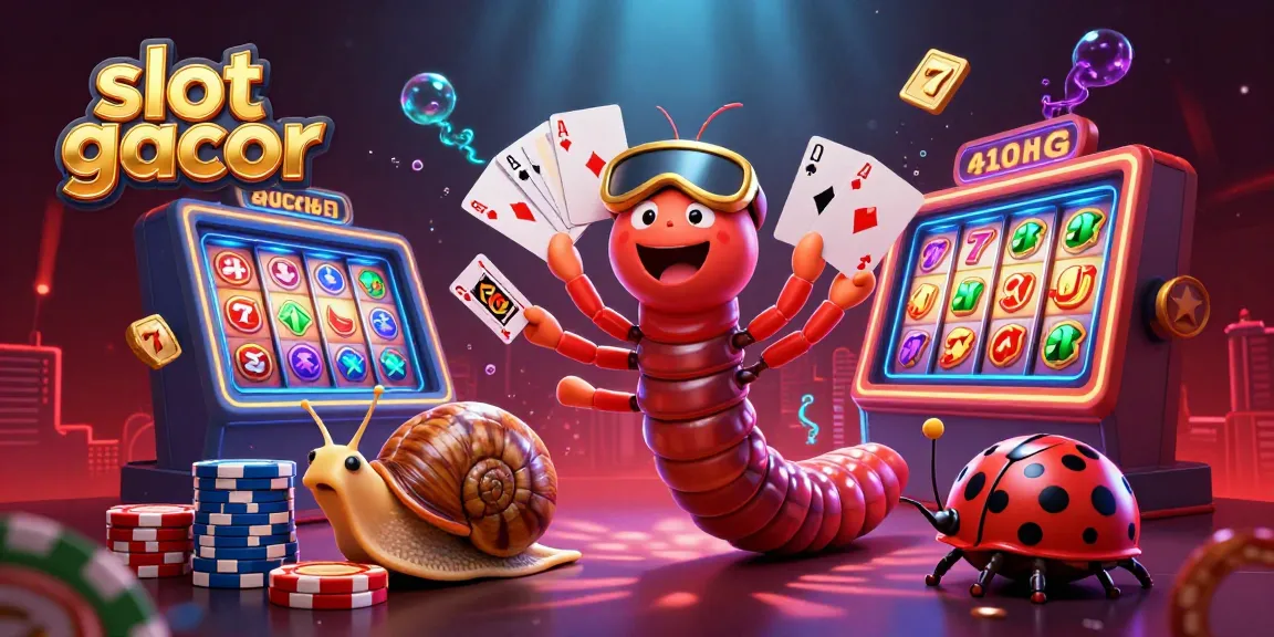 Engage with slot gacor excitement through a dynamic 3D casino illustration showcasing vibrant characters and game elements.