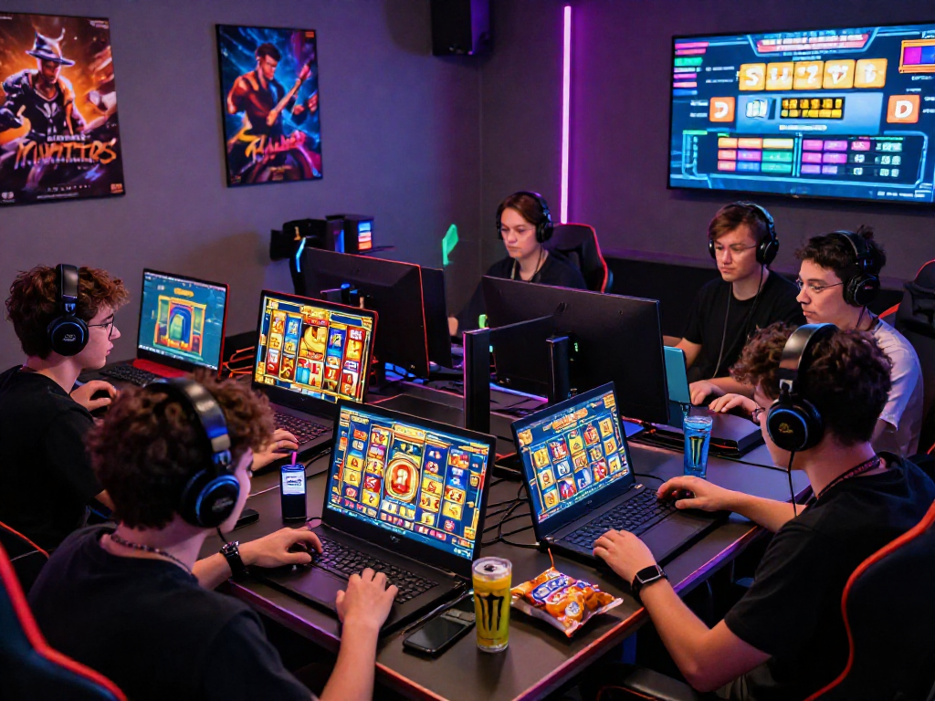 Players enjoying GARUDA55 online slot games in a vibrant gaming environment