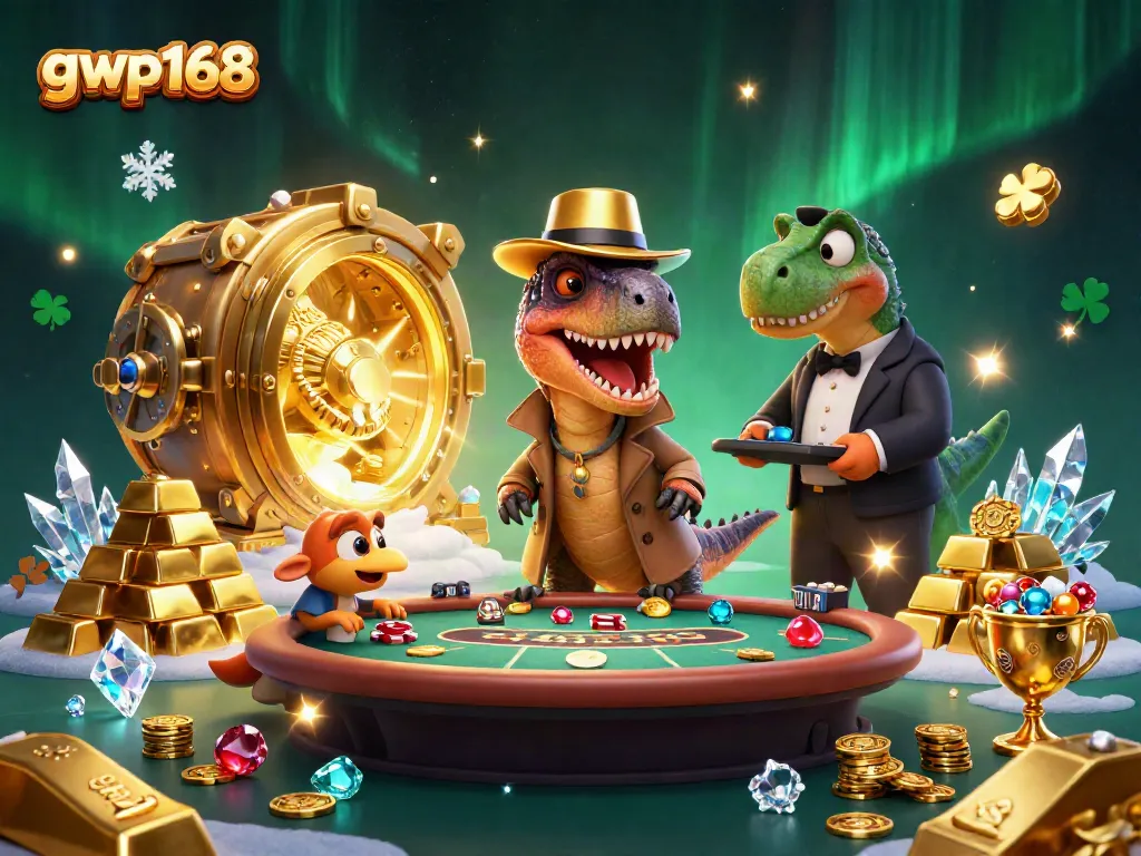 GWP168 menawarkan pengalaman bermain seru dengan velociraptor di meja blackjack dan karakter lainnya.
