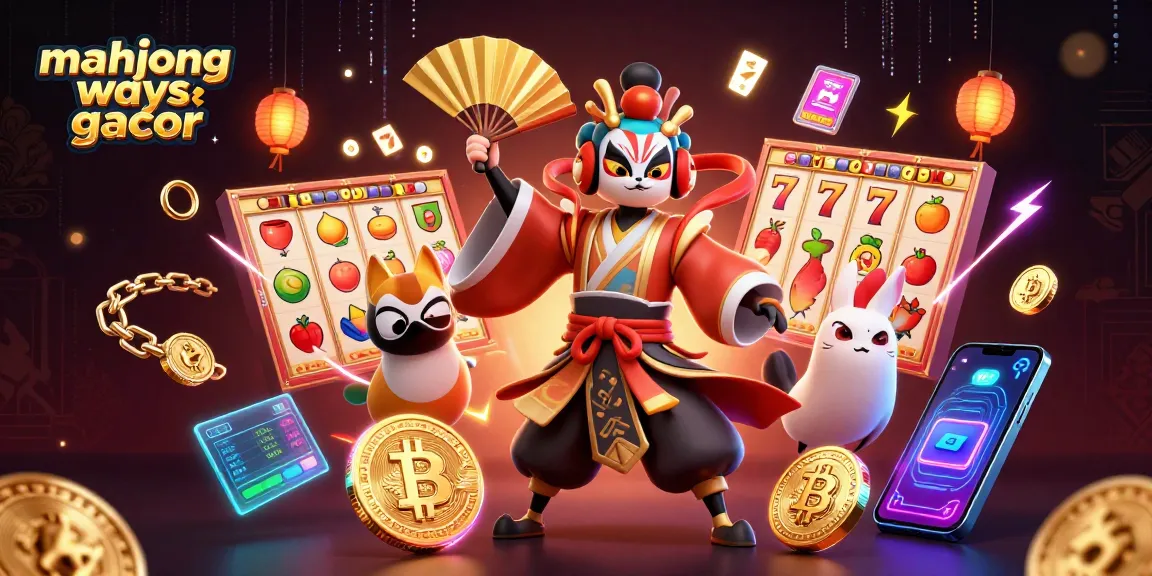 Experience mahjong ways gacor with vibrant slot elements and dynamic characters in a 3D casino scene.