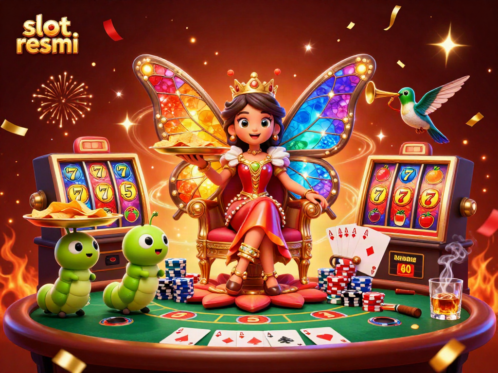 Experience the excitement of slot resmi with colorful symbols, vibrant characters, and casino elements.