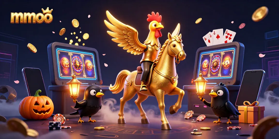 Experience dynamic mmoo casino excitement with a golden rooster and spooky companions amid rich slot action.