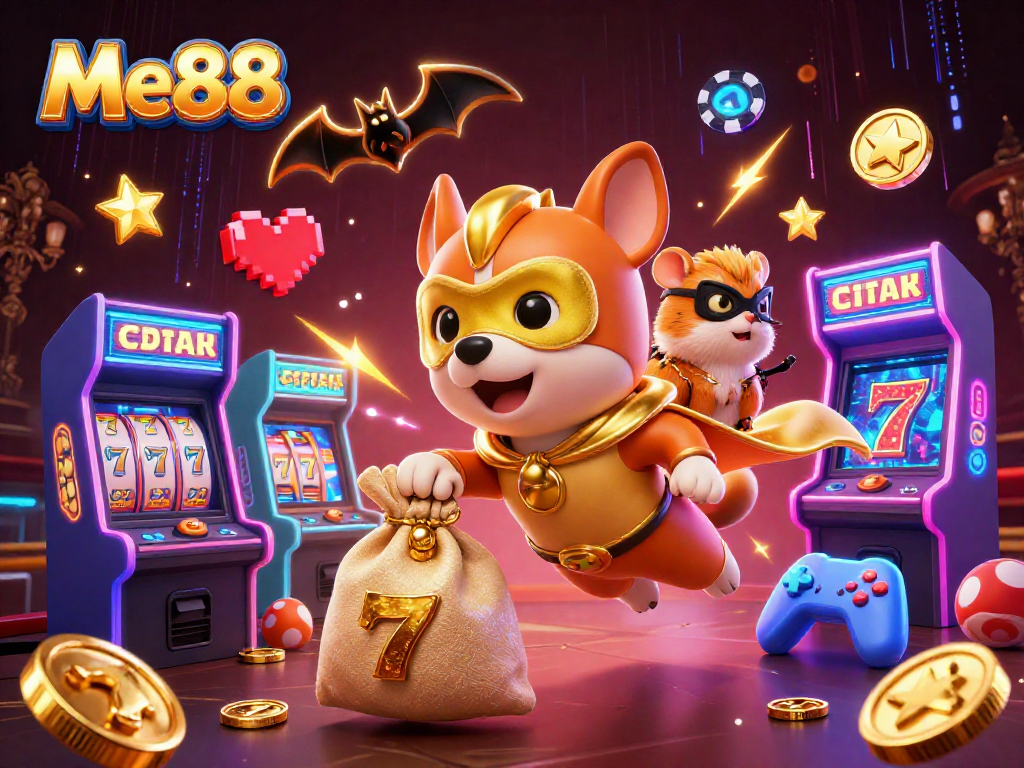 Win big with Me88: A superhero-themed casino adventure showcasing exciting slot games.