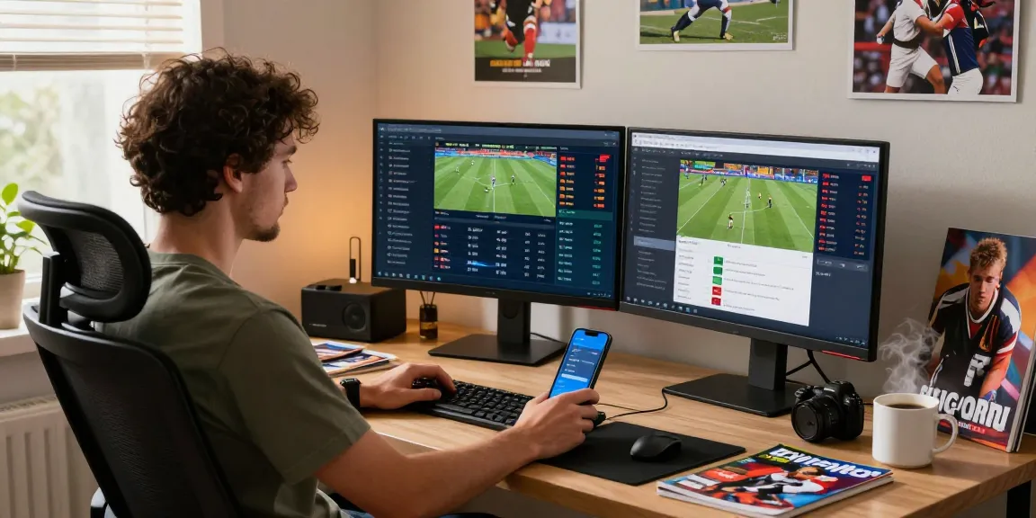 ทางเข้าfun88 ล่าสุด ไม่โดนบล็อก in a dynamic online betting scene featuring dual monitors and sports memorabilia.