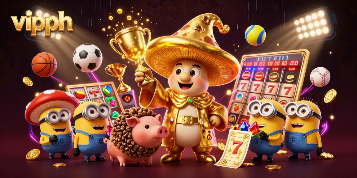 Venture into gaming with vipph, as a golden wizard commands gold while sports elements enhance the excitement.