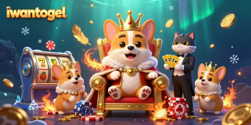 Experience iwantogel excitement with royal corgi themes, lucky slot symbols, and glamorous casino ambiance.