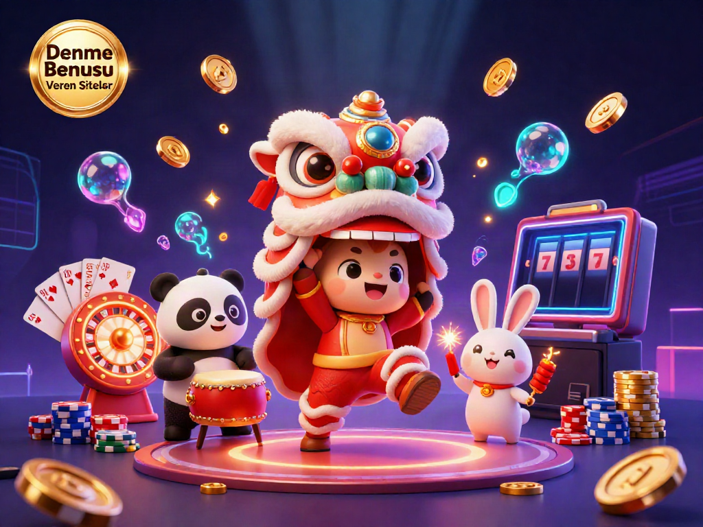 Experience excitement with Deneme Bonusu Veren Siteler as characters dance surrounded by casino elements.