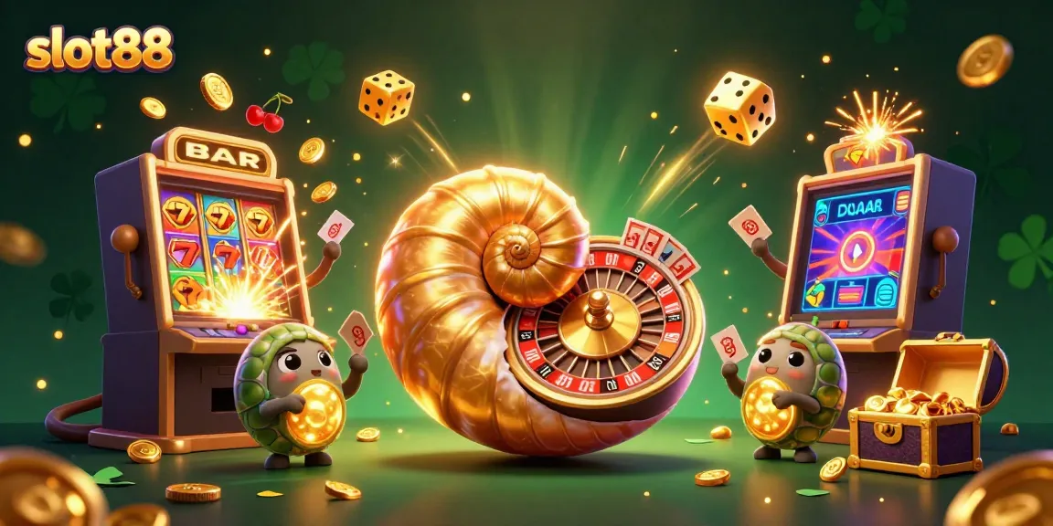Slot88 permainan menarik yang menghasilkan jackpot, ilustrasi 3D berwarna cerah.