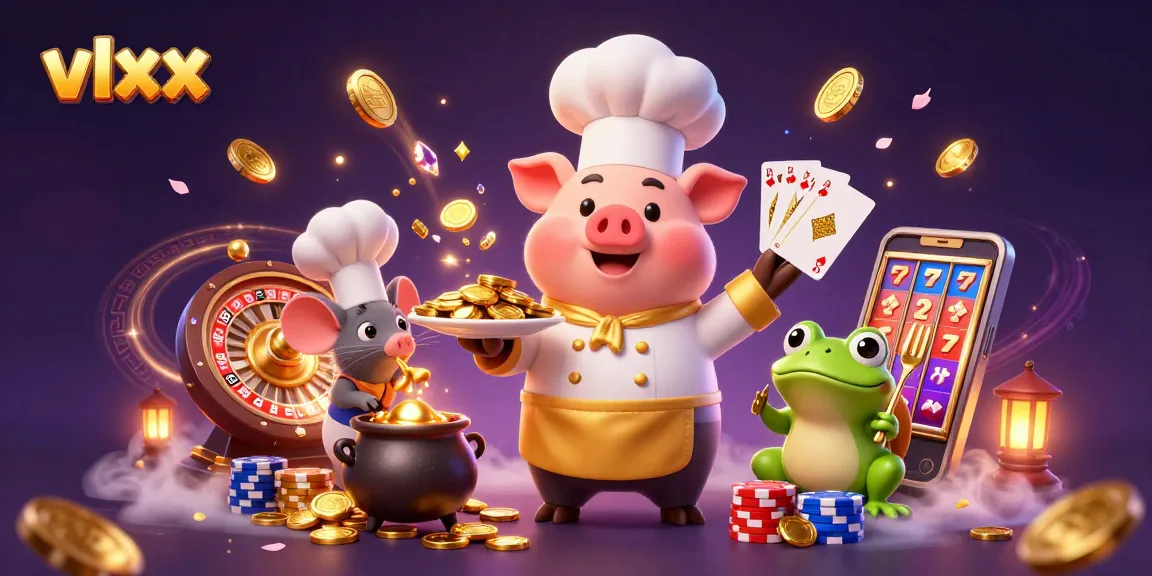 Experience the thrill of vlxx with a vibrant 3D casino scene filled with gold coins and excitement.
