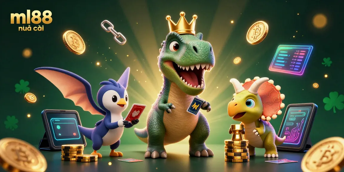 Experience the excitement of ml88 nhà cái with vibrant characters, cards, and casino elements in a dynamic 3D scene.