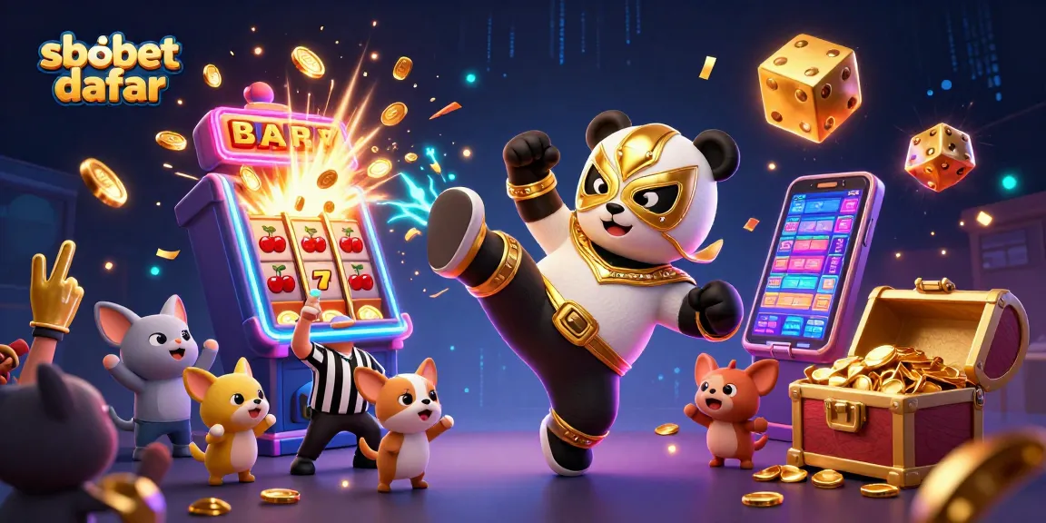 Engage in exciting sbobet daftar as a panda wrestler delivers a flying kick while the crowd cheers!
