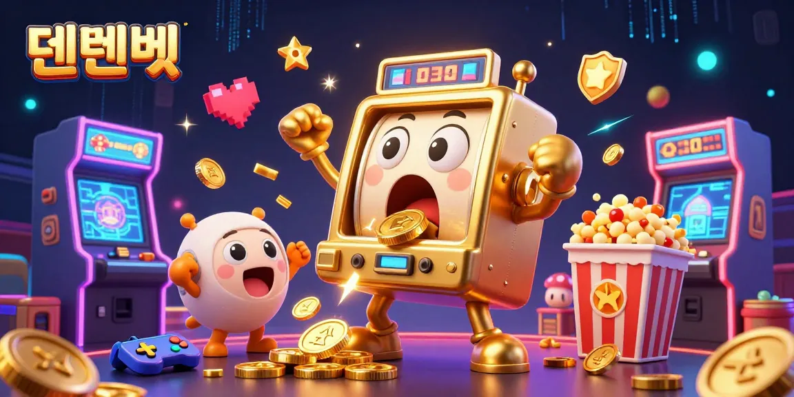 Experience the excitement of 텐텐벳 as a golden slot machine hits the jackpot surrounded by cheering machines.