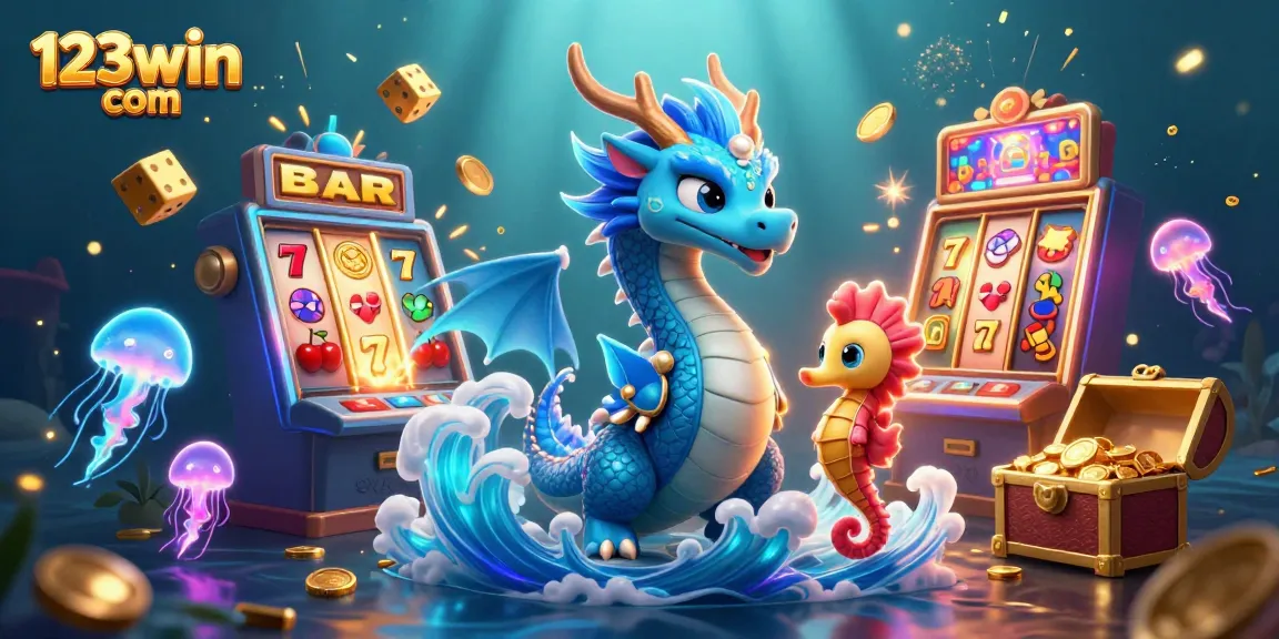 Engage with exciting gameplay at 123win com featuring vibrant dragon and slot machine scene.