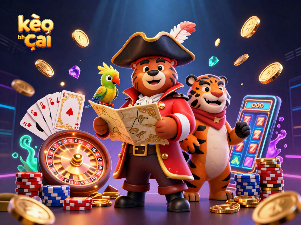 Engage in kèo nhà cái adventures with a pirate bear, tiger, and gold treasures!