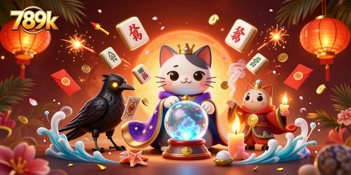 Engage with 789k's online casino world through a vibrant scene of mystic characters and dazzling elements.